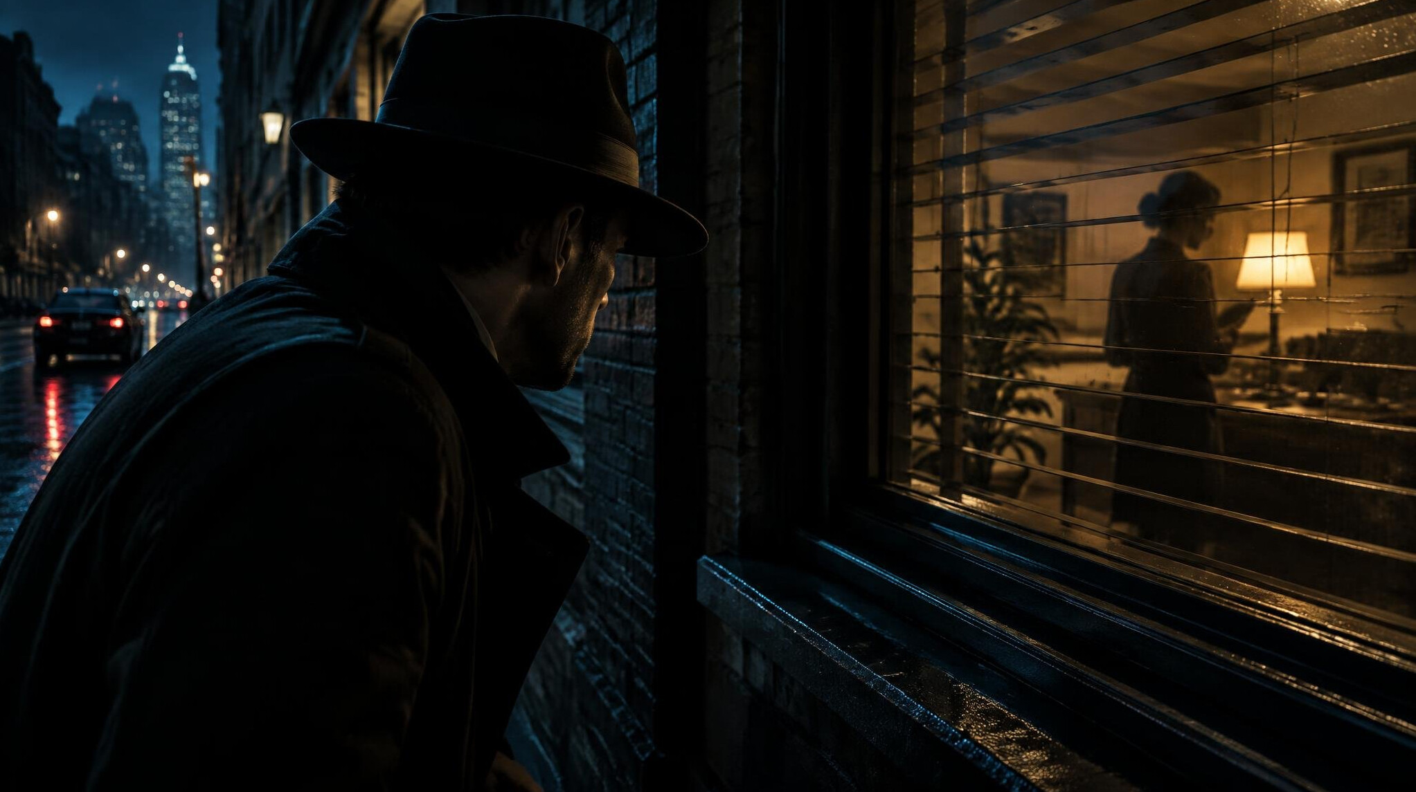 private investigator in shadows