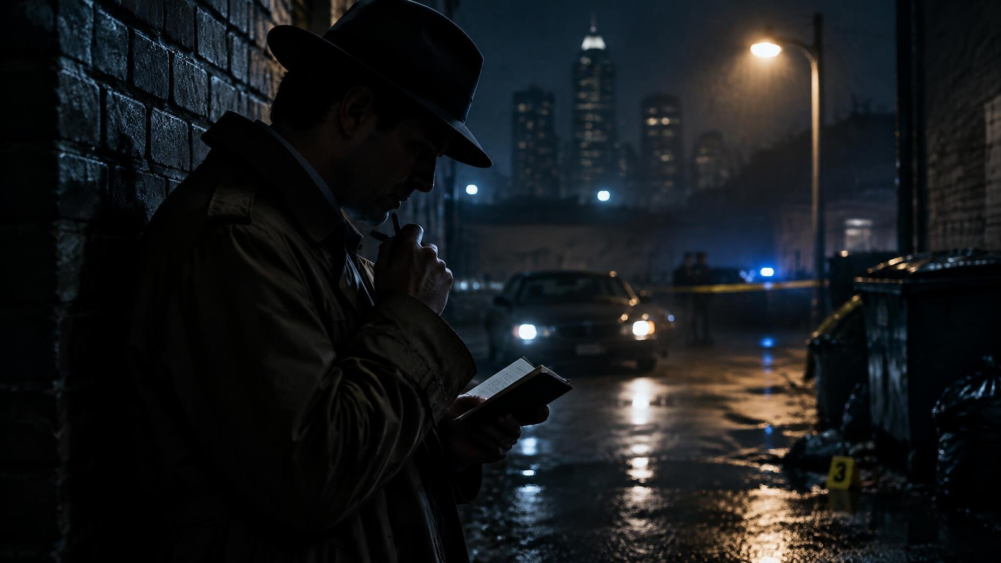 private investigator in shadows