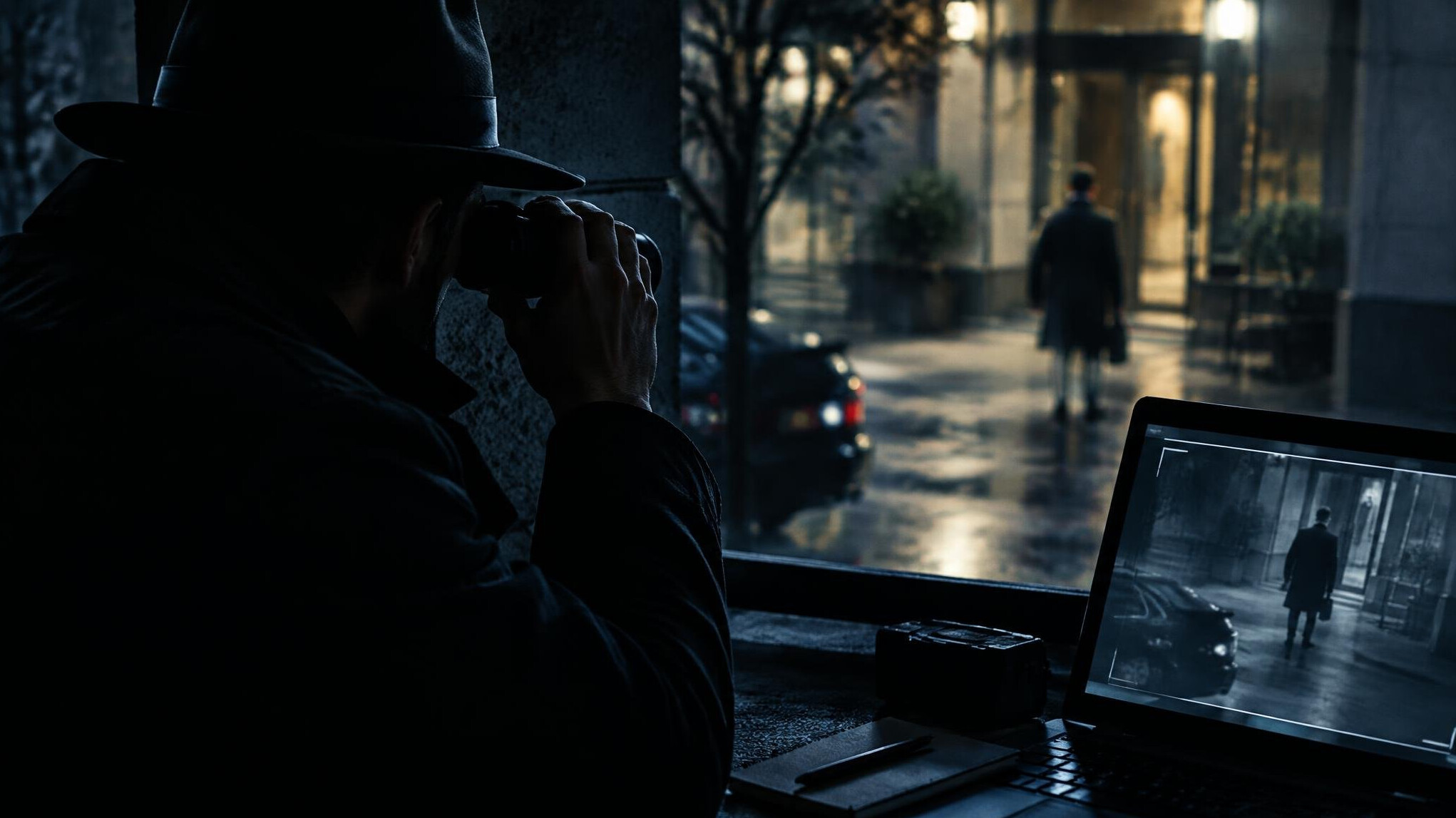 private investigator in shadows